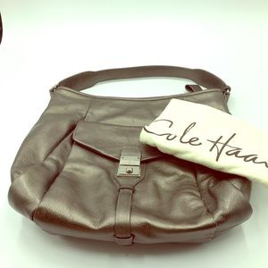 Cole Haan Gray Silver Leather Shoulder Bag Satchel